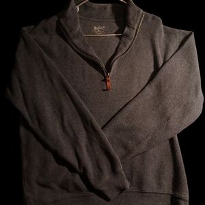 Men's Woolrich Xlarge Gray Half-Zip Pullover Cotton Wool Sweater Jacket Vintage